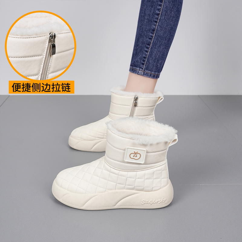 赵露思同款皮毛一体大棉雪地靴女