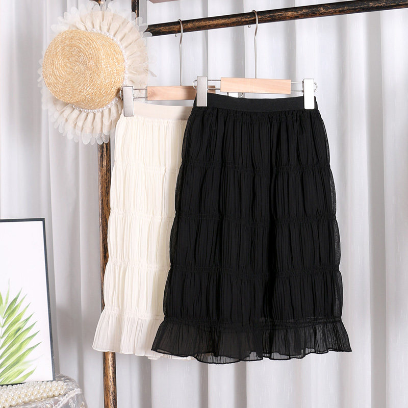 高级感女童半身裙2024秋装新款中大童雪纺百褶裙中长款筒裙A字裙9