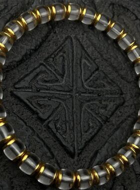 鎏金岁月手链直切白水晶串珠手串女高颜值气质轻奢精致显手白手饰