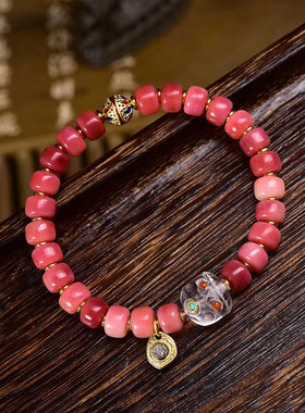 天然满血骆驼骨文玩手链