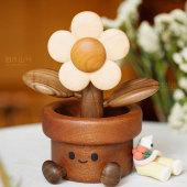 实木有钱花可爱摆件装 饰家居创意治愈系送朋友儿童乔迁生日礼物