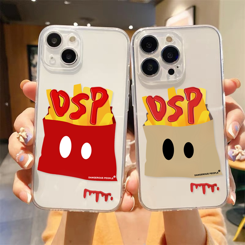 DSP薛之谦薯条纸袋人苹果15手机壳华为mate60pro/荣耀magic5防摔小米13全包VIVO S17/OPPO Reno10透明硅胶套