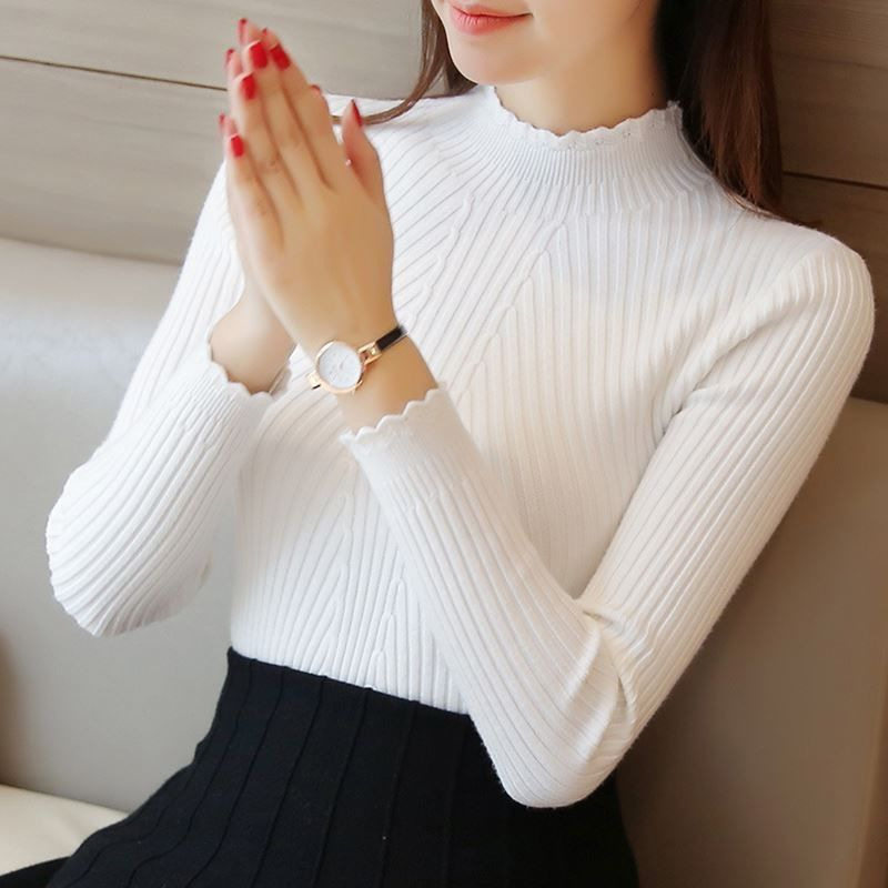 womenclothes花瓣半高领