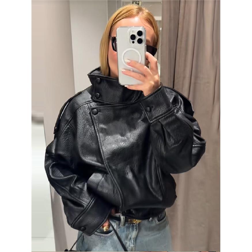 womenclothes仿皮立领夹