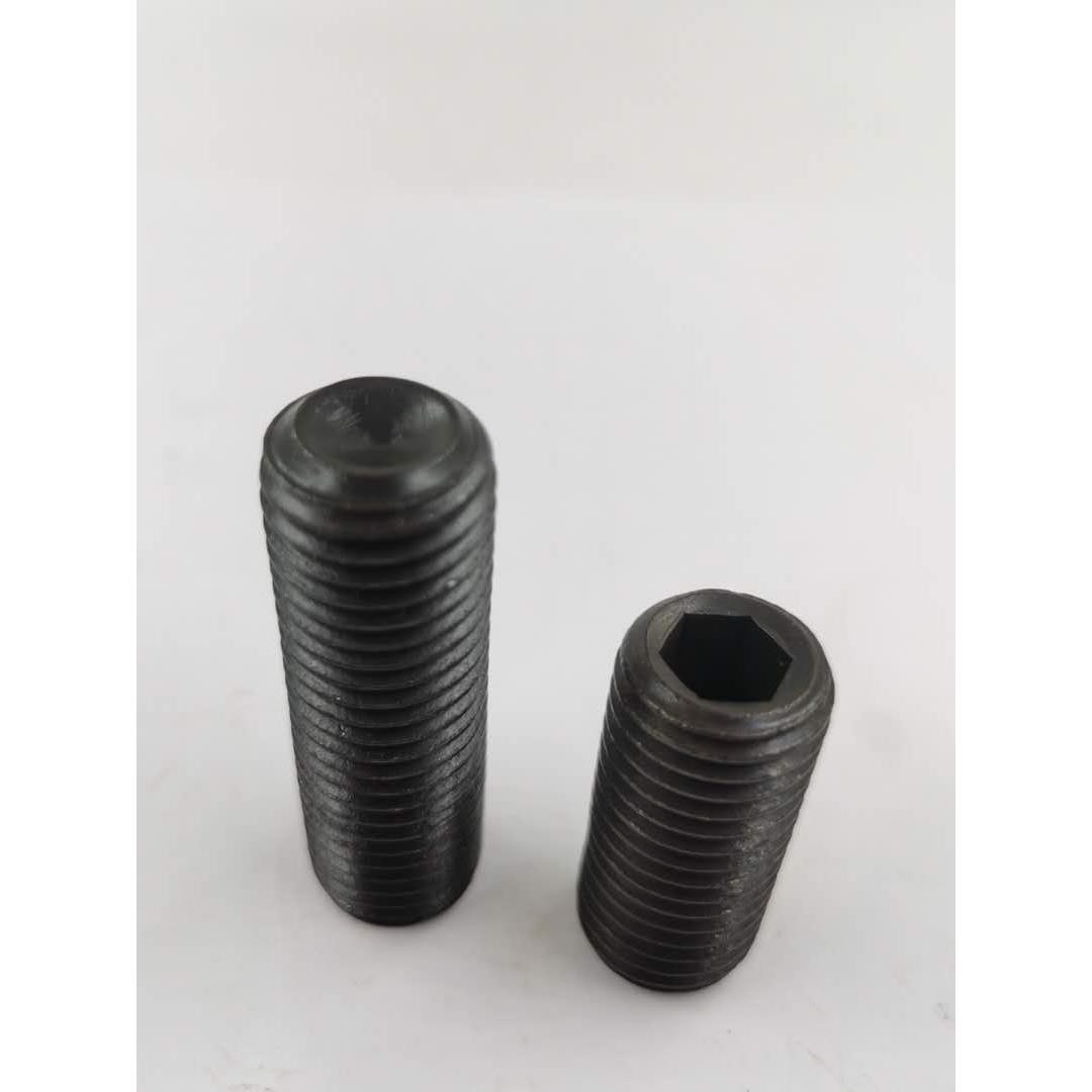 M10M12M16紧定螺丝12.9级黑色80凹端杯尾内六角无头机米基米顶丝