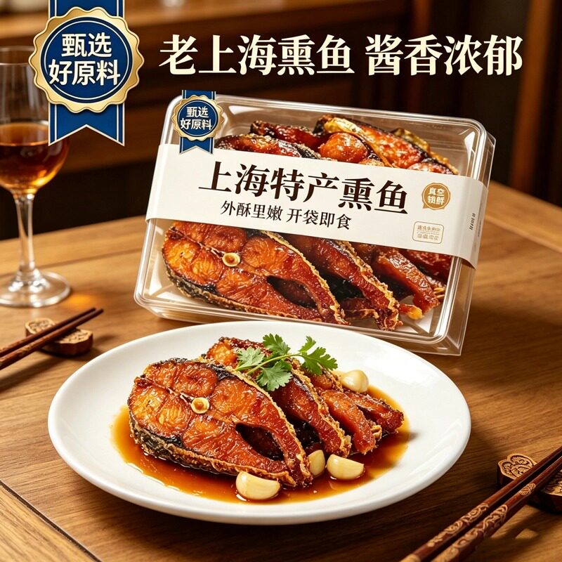【老字号】上海特产熏鱼开袋即食熟食酥鱼干块苏式爆鱼排卤味零食