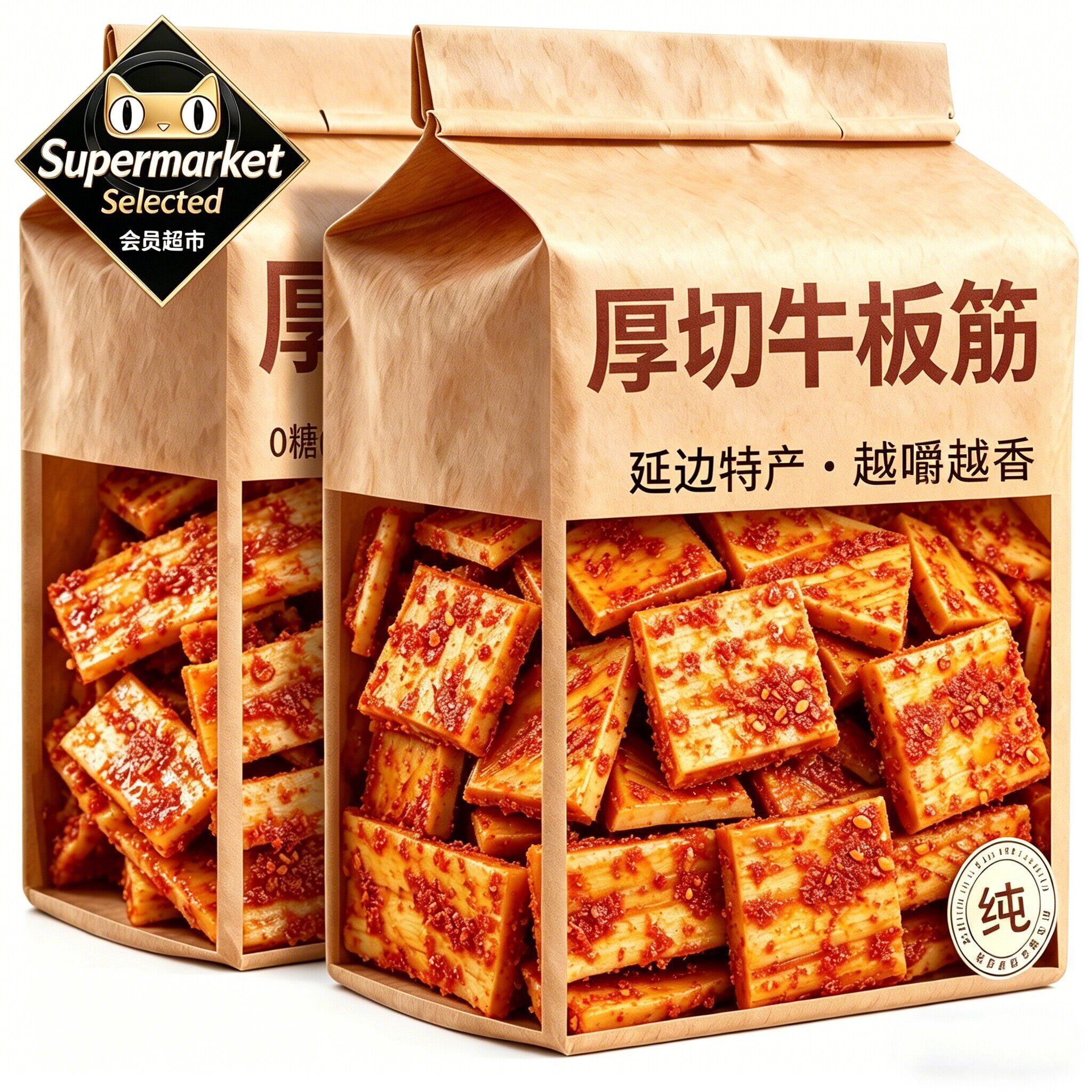 牛板筋内蒙古大块手撕延边东北特产自拌即食香辣牛板筋独立真空