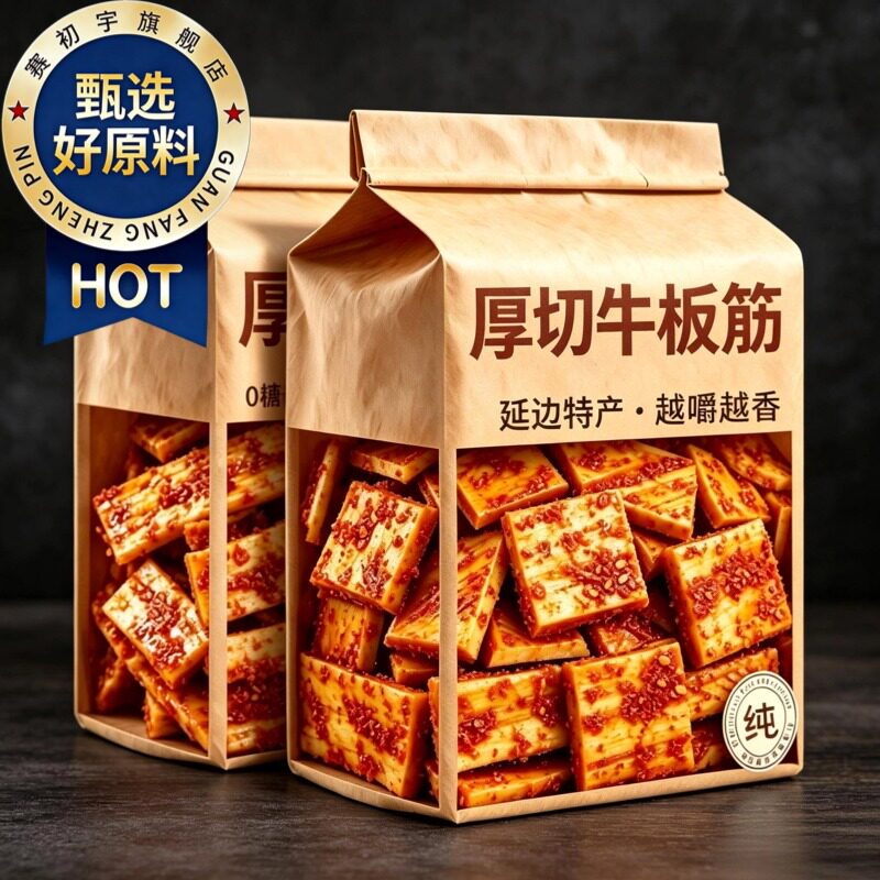 牛板筋内蒙古大块手撕延边东北特产自拌即食香辣牛板筋独立真空
