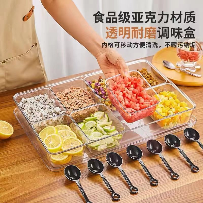 小料盒装冰粉配料盒摆摊专用的材料收纳打包工具盒子商用水果捞调
