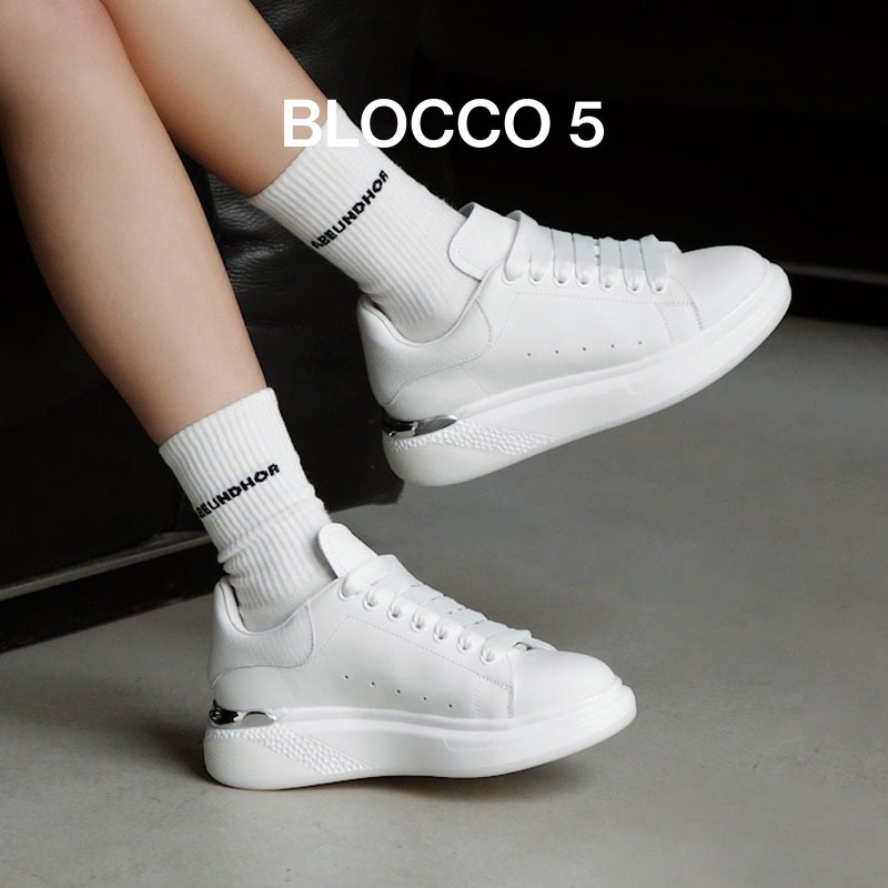 blocco5明星同款圆头厚底小白鞋
