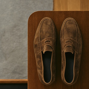 【夏季限定】雅生AXEN软结构意大利胎牛绒便士乐福鞋Penny Loafer