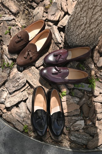 雅生AXEN手工固特异意大利box calf流苏乐福tassels loafer橡胶底