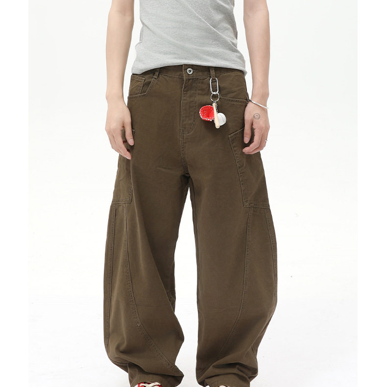 TINOFENECH美式街头风宽松水洗牛仔裤男秋季工装长裤高街设计感