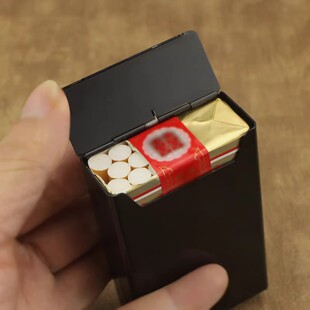 创意翻盖烟盒夹男士 软硬包整盒粗女细烟加长保护壳刻字 金属20支装