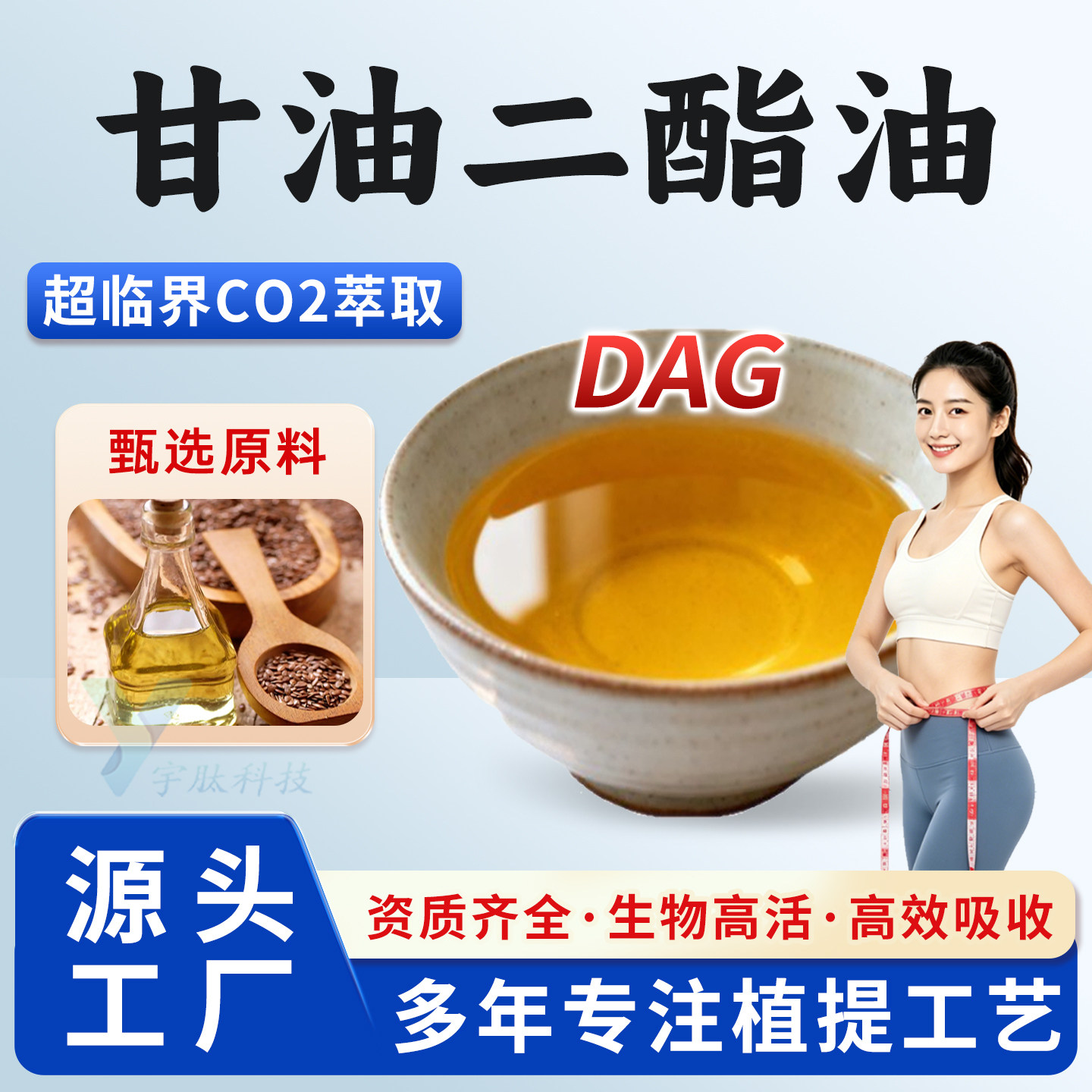 甘油二酯油99% DAG80%亚麻籽提取 食品级萃取另有微囊粉 厂家直发