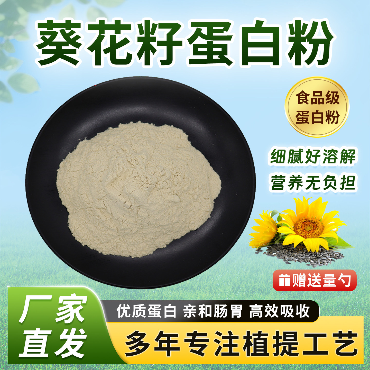 葵花籽蛋白粉80% 葵花籽提取物 植物蛋白补充 食品级水溶原料正品
