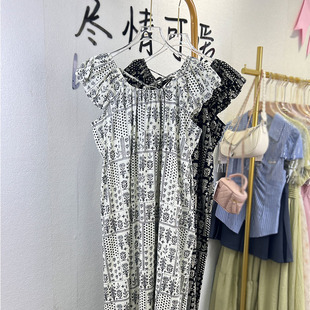 高個子加長碎花寬松連衣裙女夏季 氣質無袖 加長裙 降價促銷