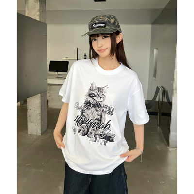 404MOB重磅300g猫咪宽松T恤