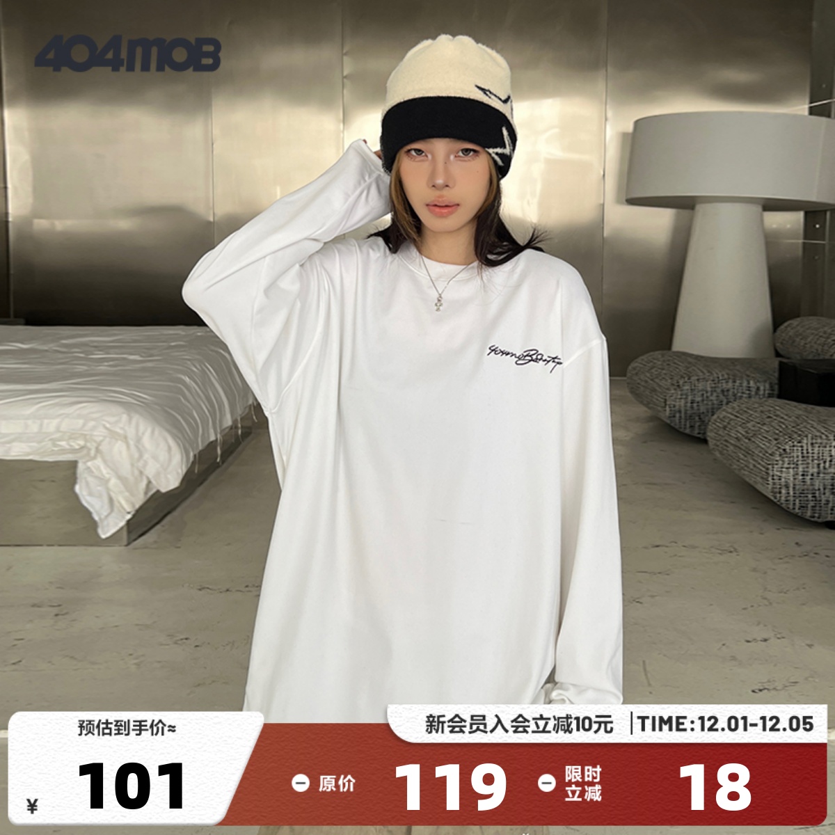 404MOB美式长袖男女长袖t恤