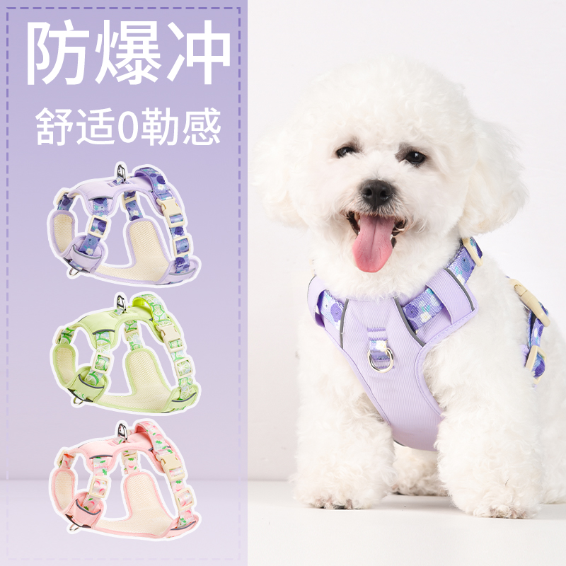 狗狗的牵引绳宠物背心式胸背带大中小型犬比熊泰迪柯基柴犬遛狗绳