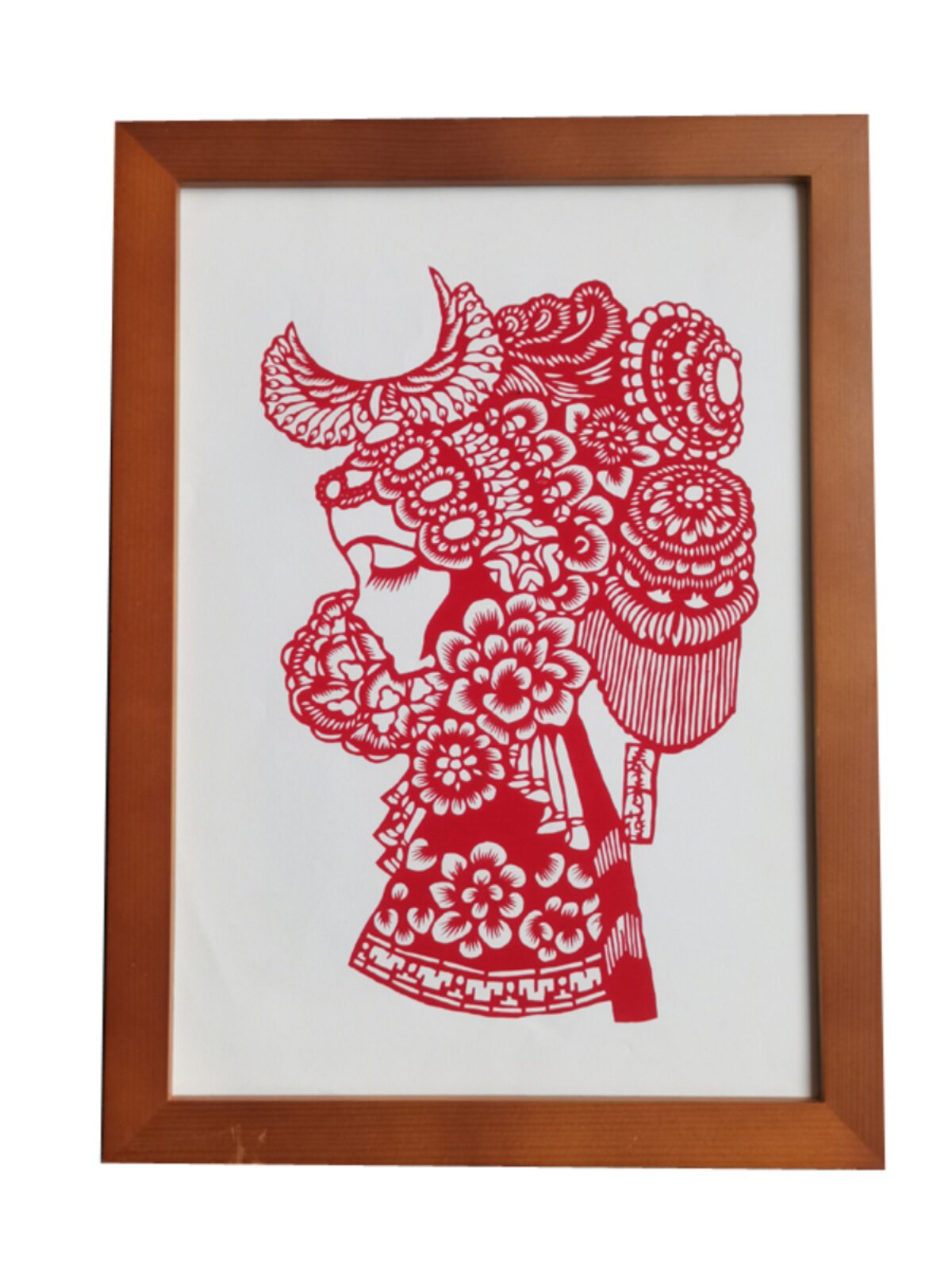 简约现代中式剪纸装饰画小摆台传统手工剪纸窗花刻纸实木镜框相框