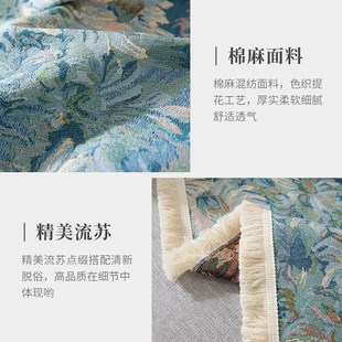 乡村家用沙发盖巾棉C麻方猫爪沙发巾全盖加大沙发盖 工厂直供美式