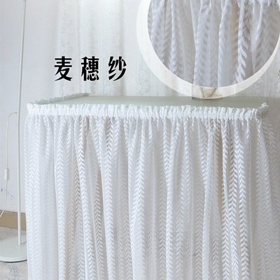 4JSHa自粘式遮挡帘免打孔半截门帘柜子白纱蕾丝魔术贴半透光美式