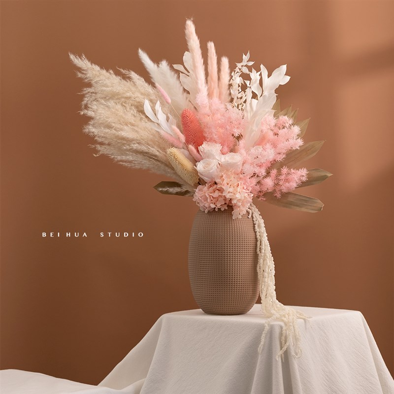 干花花束陶瓷花瓶花艺套餐 样板间卧室餐桌面软装餐桌花艺装饰品