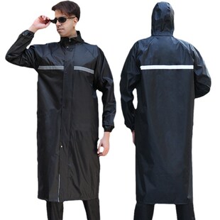 加厚牛津连体长款 雨衣全身防水防暴雨大褂风衣黑一体反光雨衣