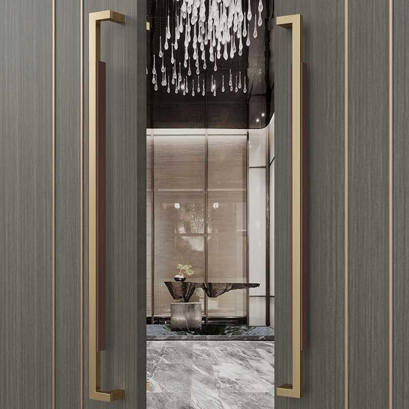 极简高档玻璃大门拉手不锈钢商店铺包厢侧装推拉门对开实木门把手