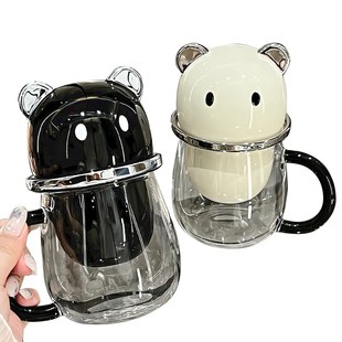 办公室泡茶杯子女士个人专用茶具 高颜值陶瓷茶杯茶水分离水杯男士