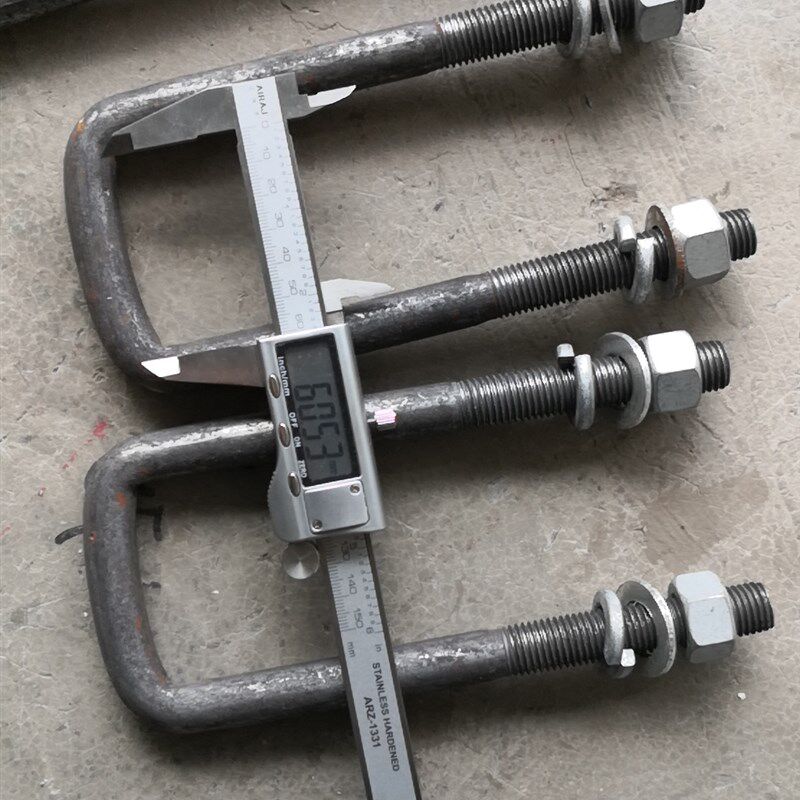 固定犁头配件直角U型卡箍加长U型螺栓方卡管卡夹方管锰钢铁板全套