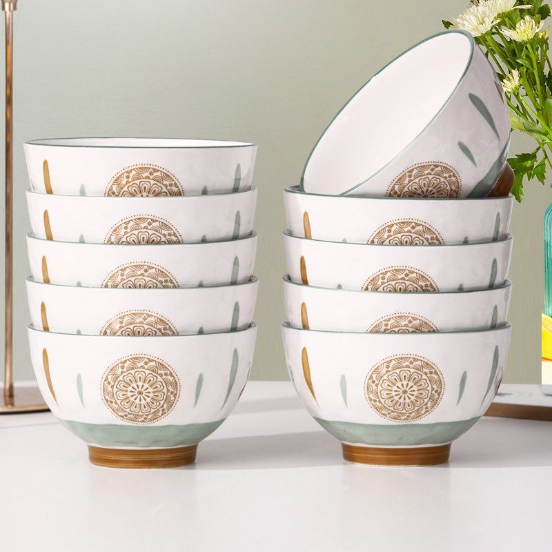 陶瓷碗家用组合小清晰加厚防烫釉下彩健康餐具可微波吃饭面汤碗具