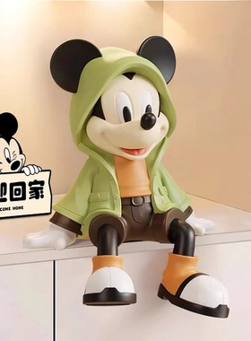 风衣米奇坐姿摆件客厅电视柜入户玄关酒柜高级感小众手办装饰品