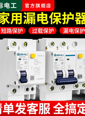 国际电工漏电保护器开关家用2P63aA空气开关总闸带断路器空开漏保