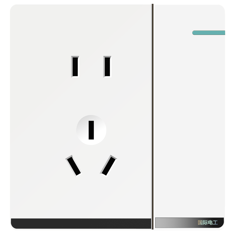 国际电工86型白色开关插座面板16a家用一开五孔带USB多孔双控暗装
