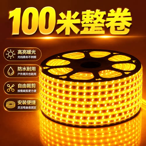 100米金黄光户外防水LED灯带