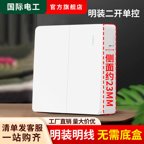 明装二开单控墙壁电灯