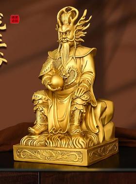 纯黄铜龙王爷坐龙椅像铜像工艺品家用供养玄关佛像摆件四海龙王