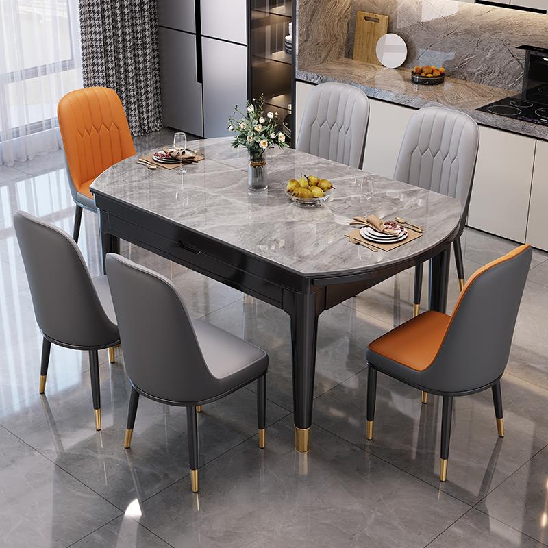 岩板餐桌椅家用小户型2025新款轻奢现代可变圆桌实木电磁炉吃饭桌