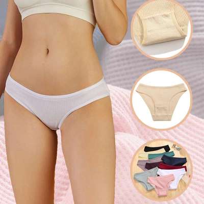 FINETOO华夫格内裤秋冬新款棉布三角裤日系纯色低腰裤头L070