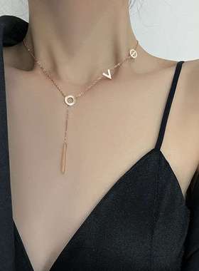 不锈钢love字母项链女ins朝流锁骨链简约气质网红饰品