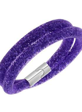 欧美时尚女士双层满钻手环新款单层水晶磁铁扣手链手镯