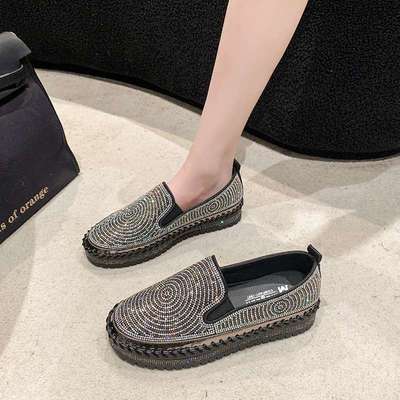 women shoes款一脚蹬厚底懒人休闲水钻韩版时尚百搭学生鞋潮2024