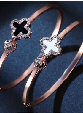 韩版气质四叶草手镯ins百搭配饰手环女玫瑰金手饰义乌饰品