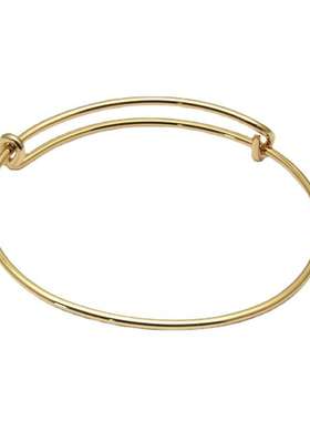 欧美推拉手镯活动弹性手圈DIY椭圆铜手镯个性几何弹力手环