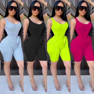 背心women 欧美性感针织连体裤 clothes 不退不换wish时尚 20246特价