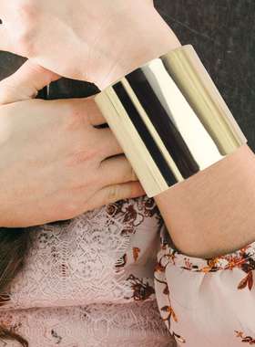 欧美个性夸张光面大圆圈手镯金属镜面抛光手环女环保无铅镍手饰