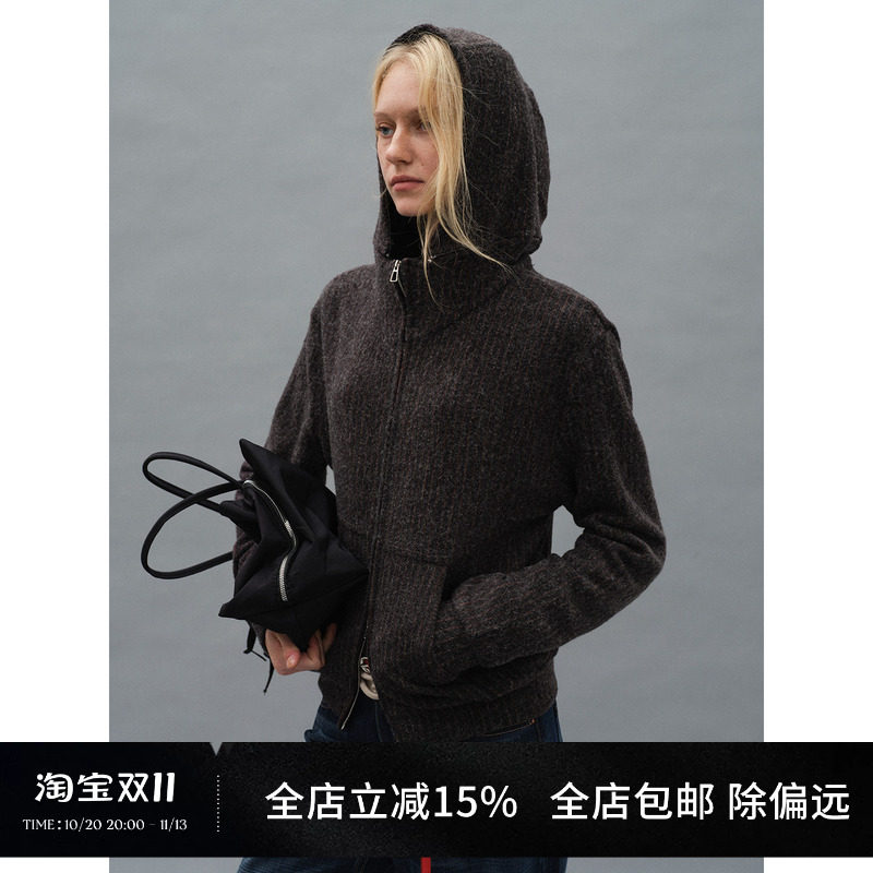 Mob en Costume/复古连帽针织开衫毛衣外套宽松慵懒男女同款秋冬
