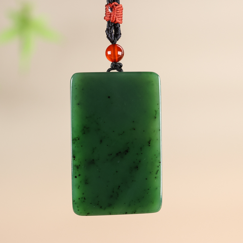 天然和田玉碧玉方形平安无事牌吊坠男女士玉石高级项链挂件